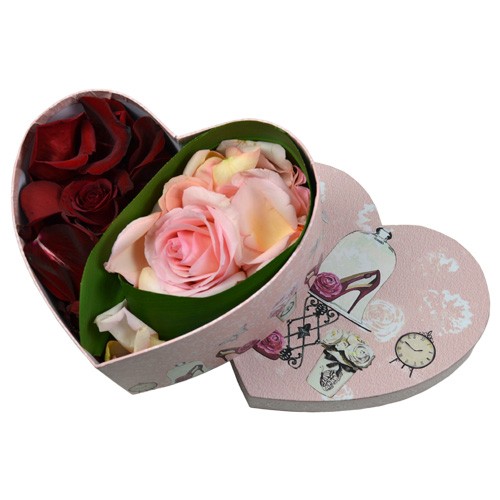 Caja regalo corazón Pétalos de rosas