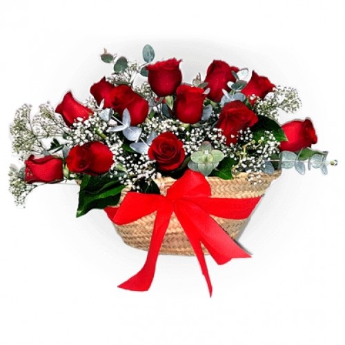 Capazo de Rosas Rojas